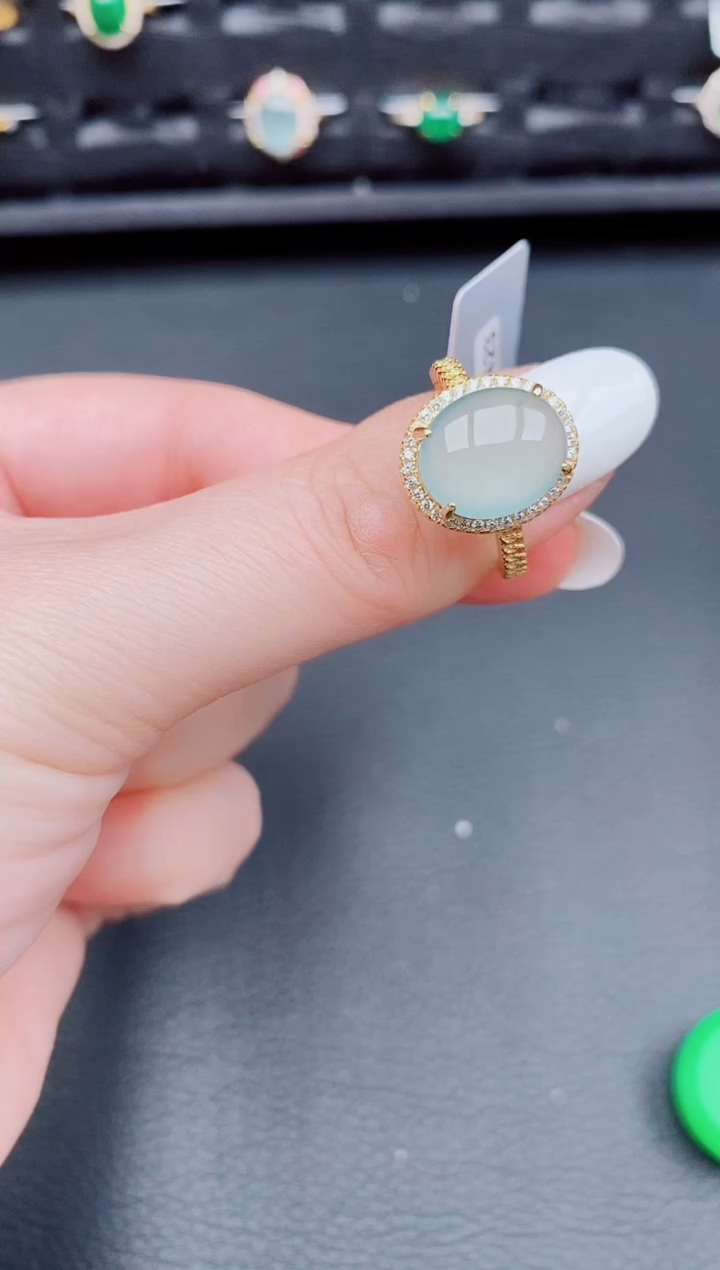 【闪购商品】翡翠戒指银S925镶嵌天然a货翡翠240