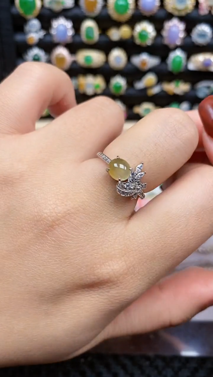 银S925镶嵌戒指翡翠241