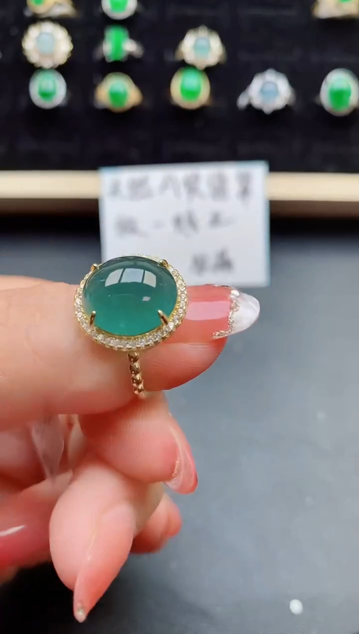 【闪购商品】翡翠戒指银S925镶嵌5080