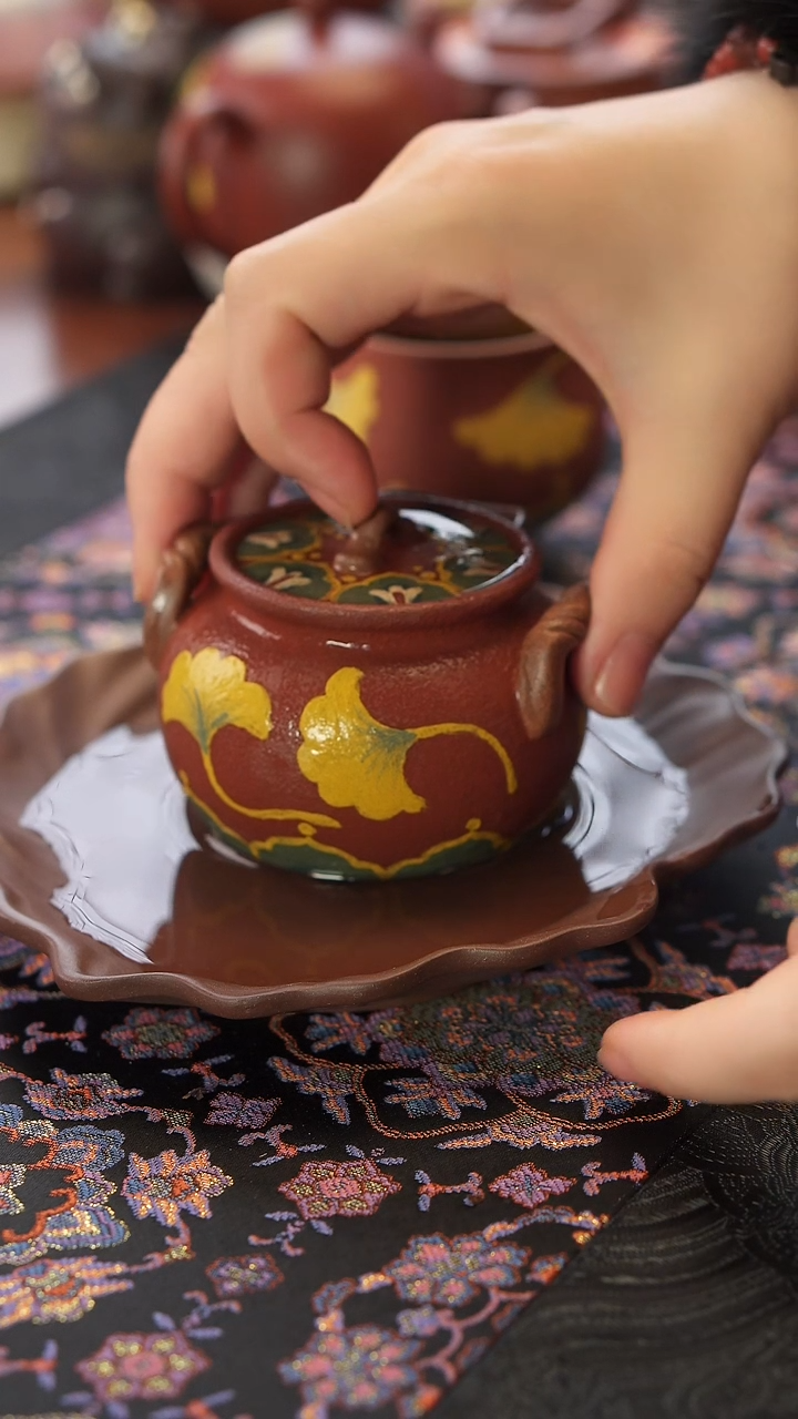 茶壶紫砂银杏手抓