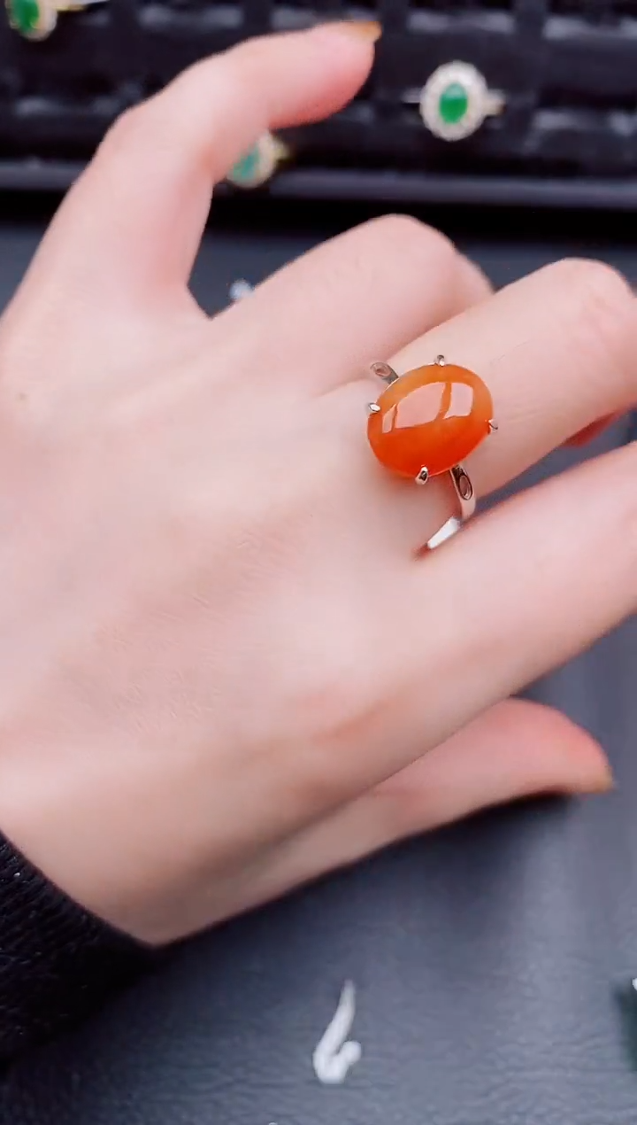 【闪购商品】翡翠戒指银S925镶嵌天然a货翡翠838