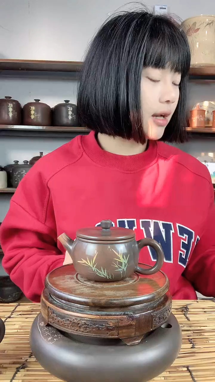 【闪购商品】罐建水紫陶手工彩填壶