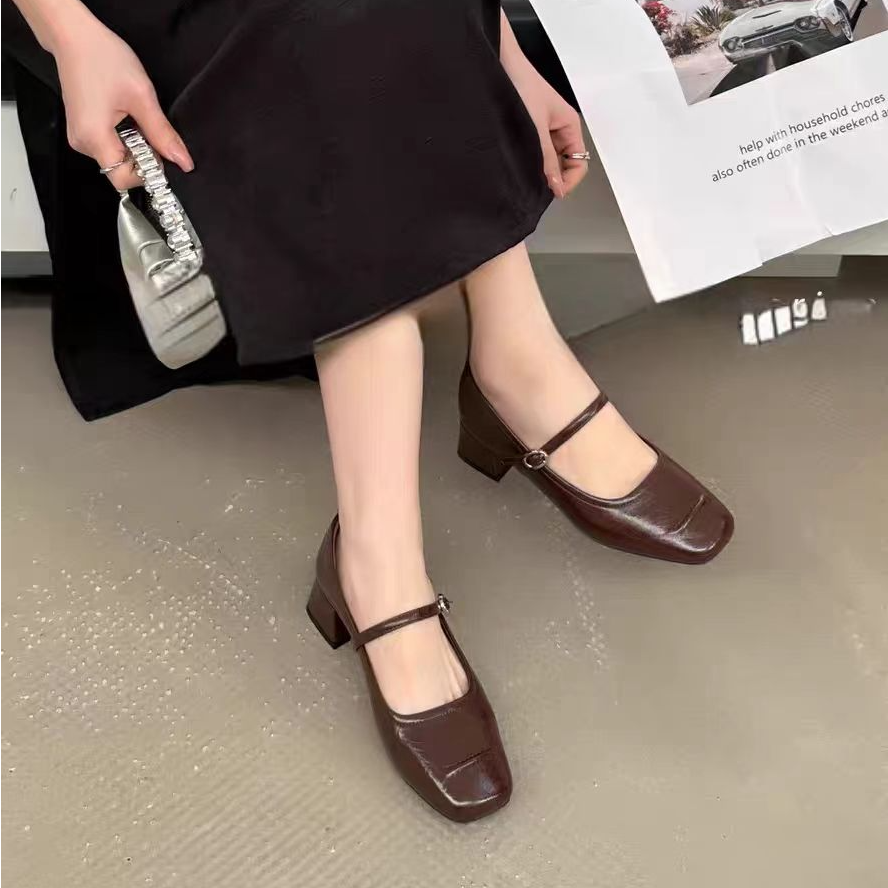 825-08   新款法式时尚气质粗跟单鞋