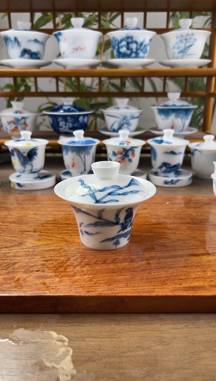 微瑕翠鸟马蹄130CC盖碗