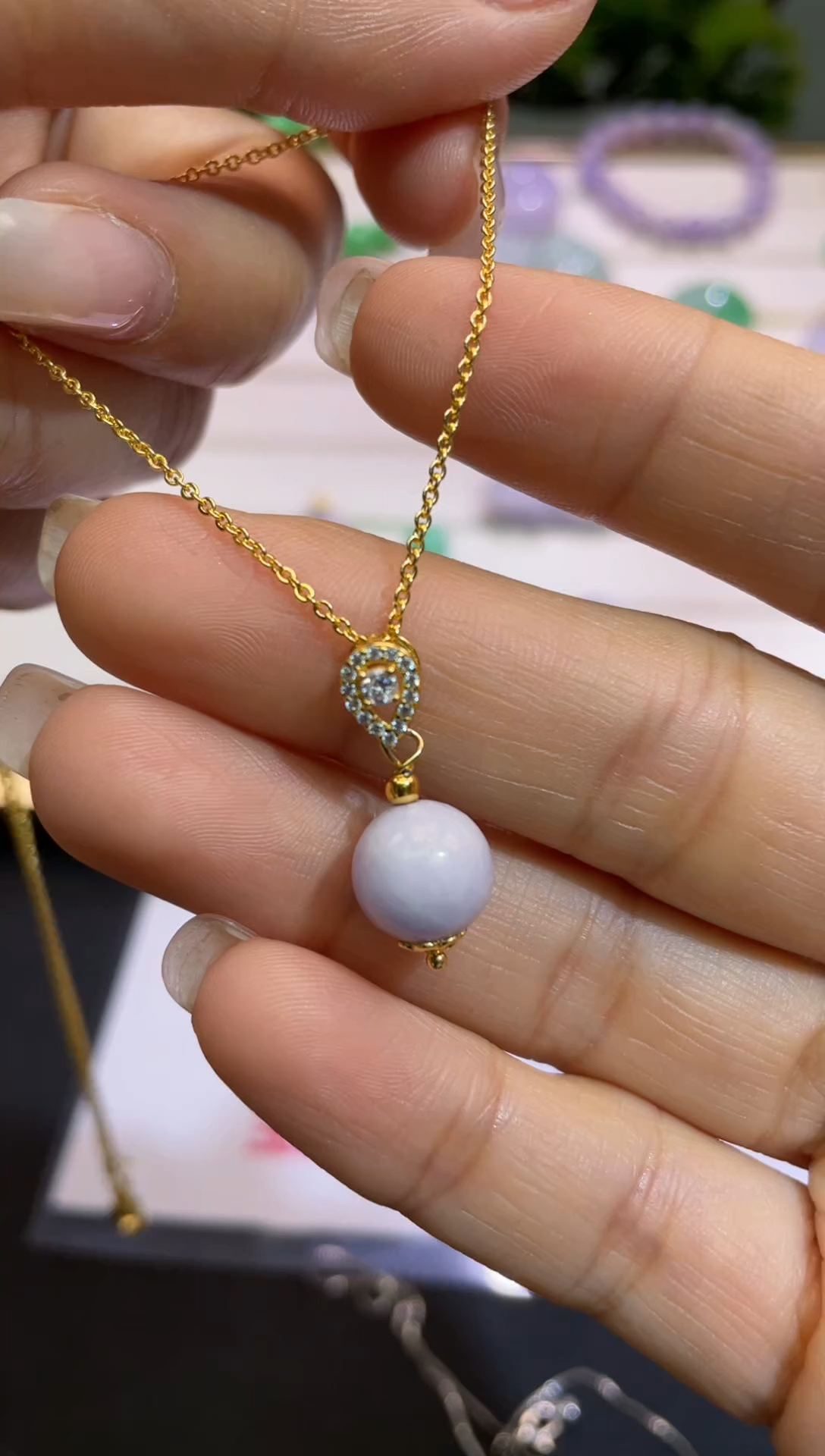 翡翠银S925镀金镶嵌吊坠(赠链)天然A货翡翠吊坠