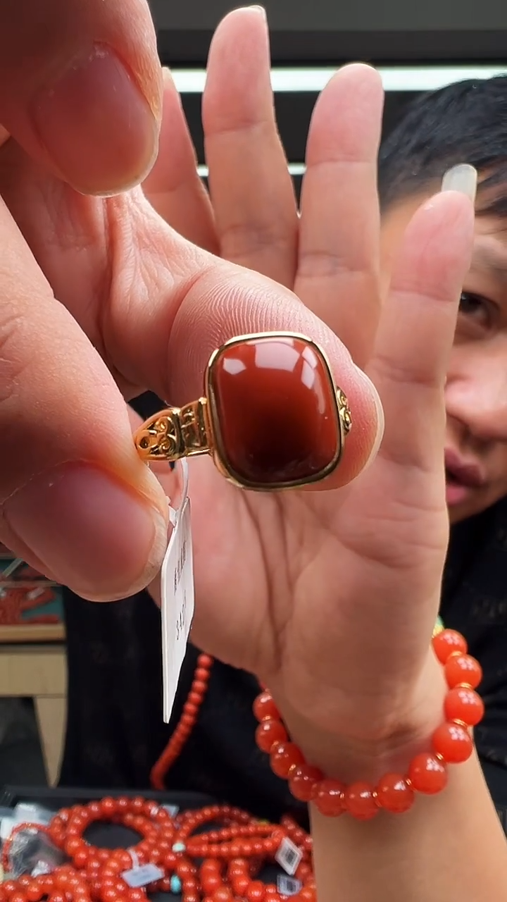 未镶嵌戒指南红玛瑙川料大凉山戒指