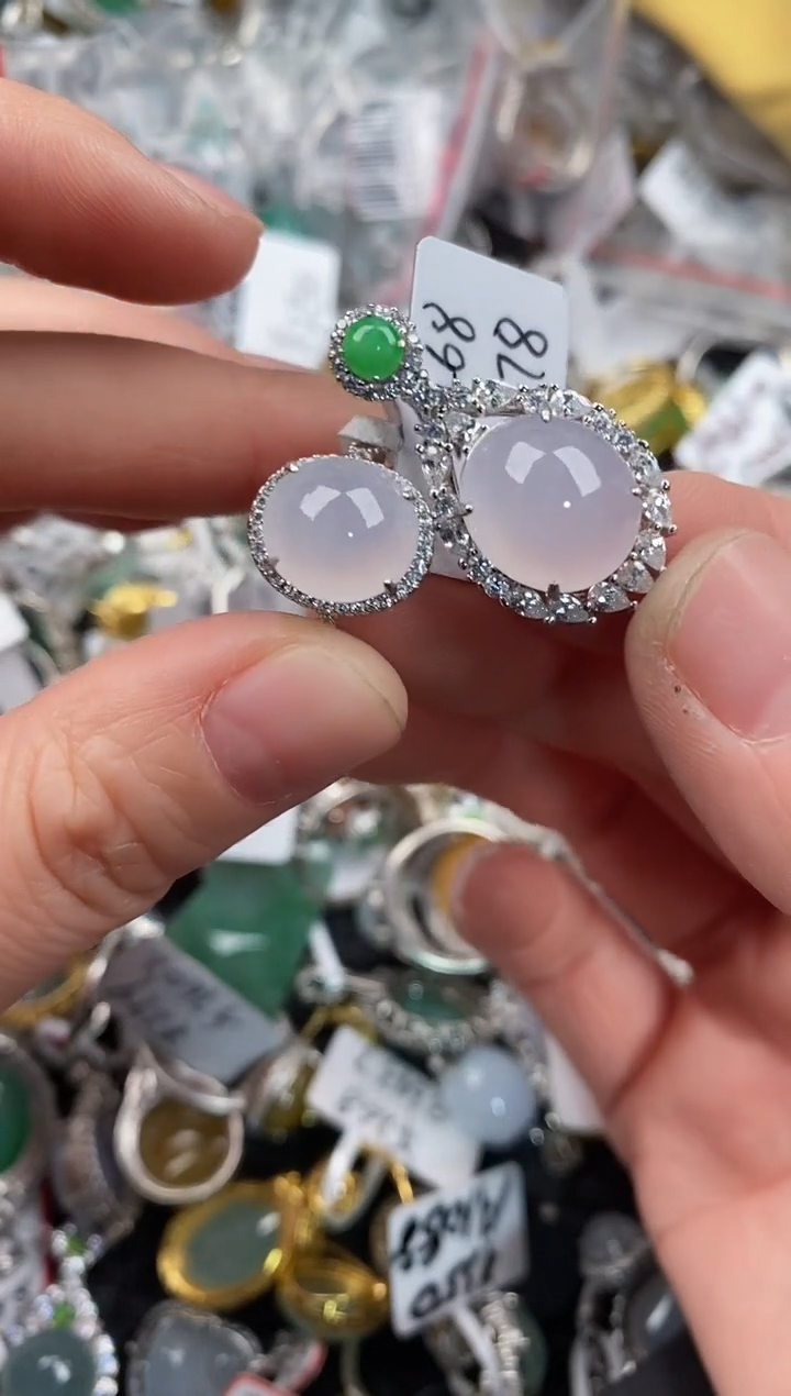 银S925镶嵌戒指翡翠10                 6