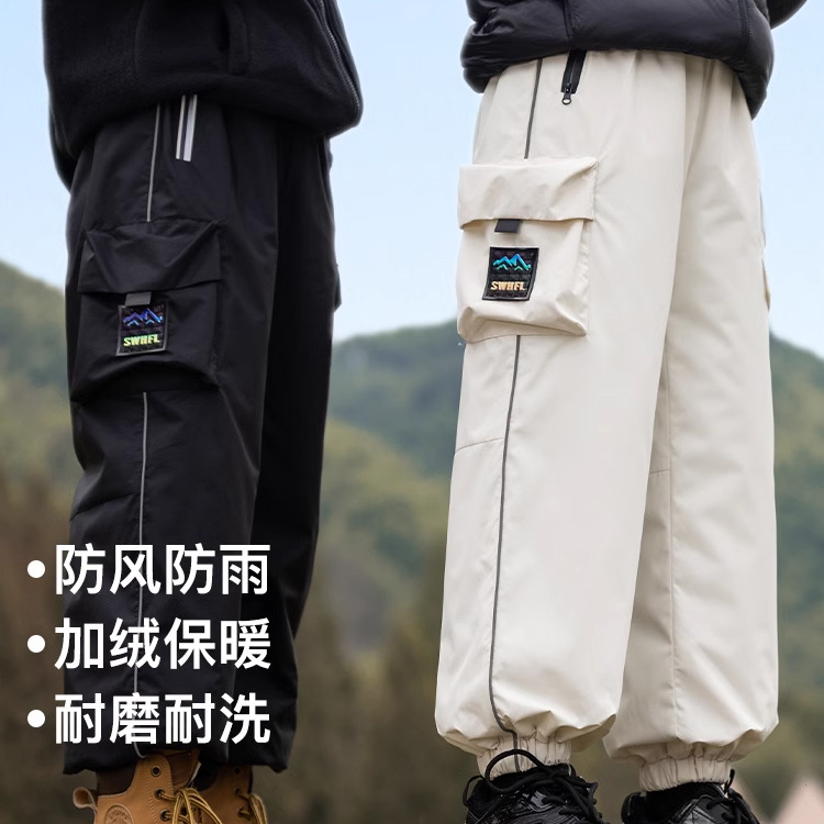 【防水滑雪裤】鸭鸭女大童儿童秋冬冲锋裤子2025新款加绒男童长裤