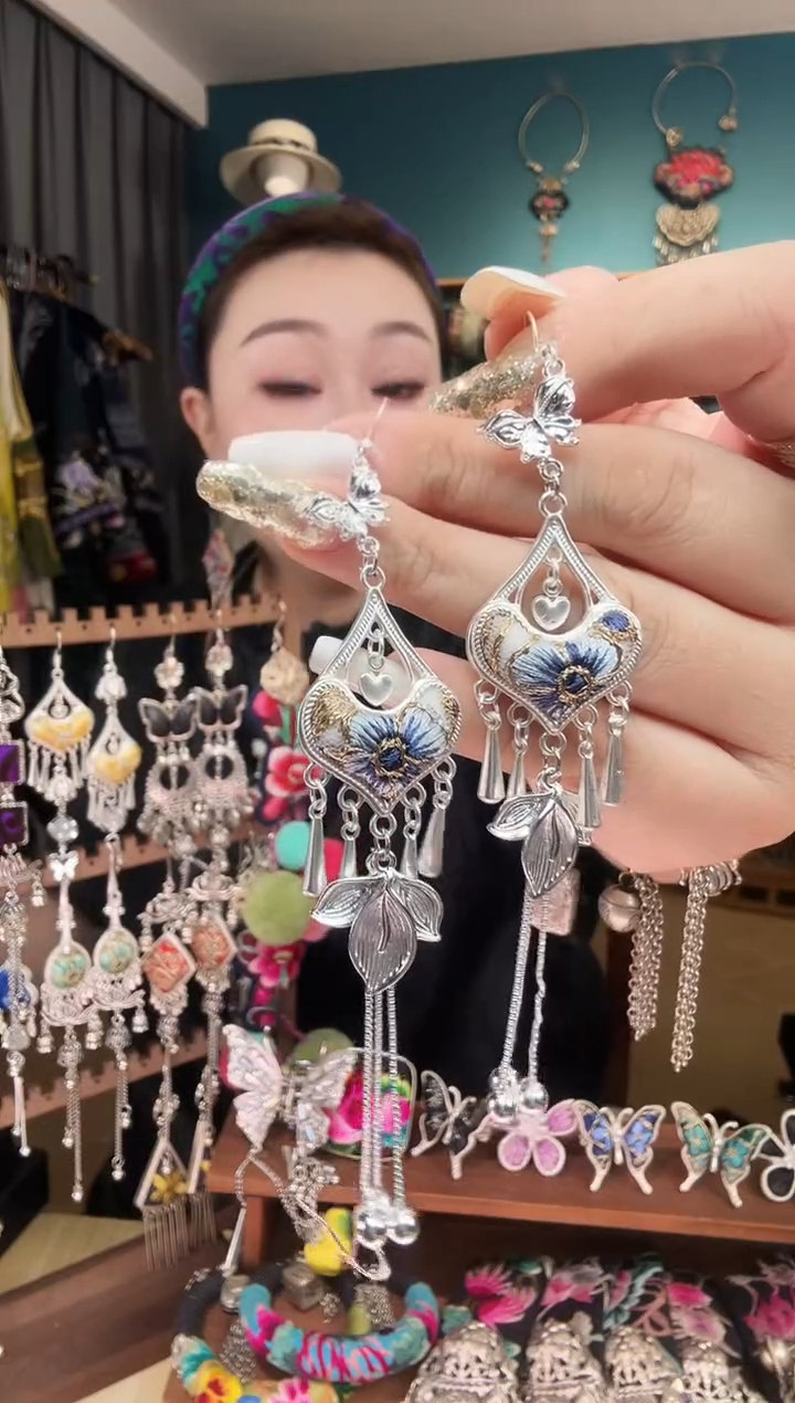 刺绣纯手工民族风刺绣耳环