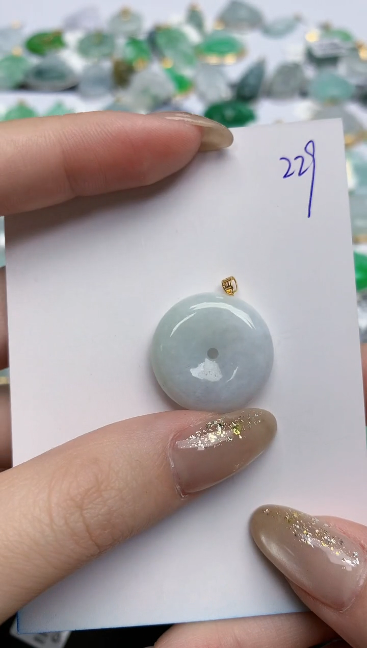 【闪购商品】翡翠颈饰18K金镶嵌天然缅甸翡翠A货