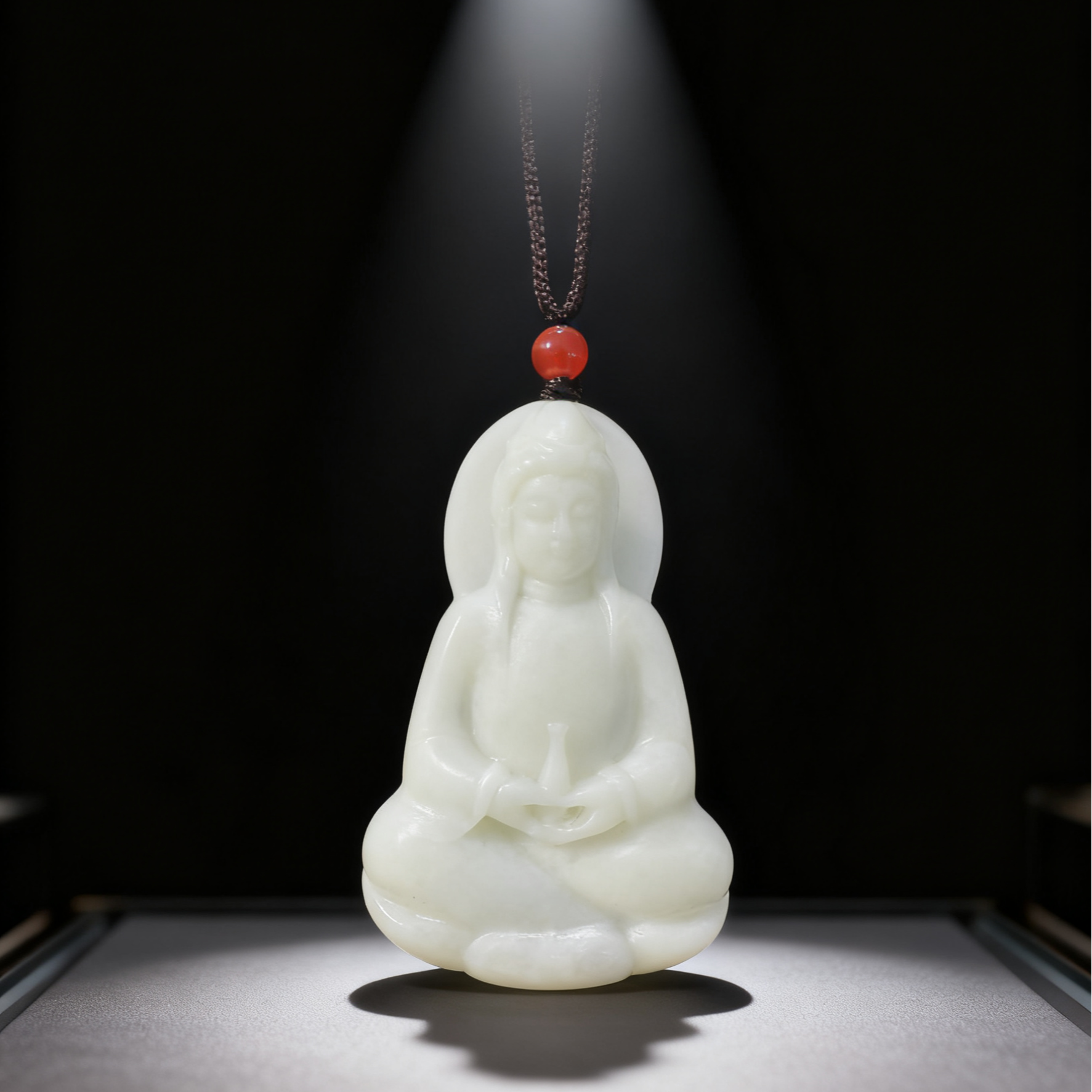 【倩倩甄选】中国四大名玉蓝田玉观音牌40x60mm(多样性发其一）-A1