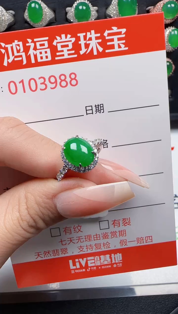 【闪购商品】翡翠戒指银S925镶嵌3988