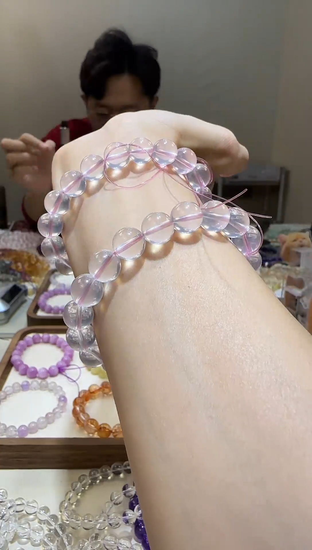 【闪购商品】芙蓉石手链未镶嵌全净体莫粉10【多样性发其一】