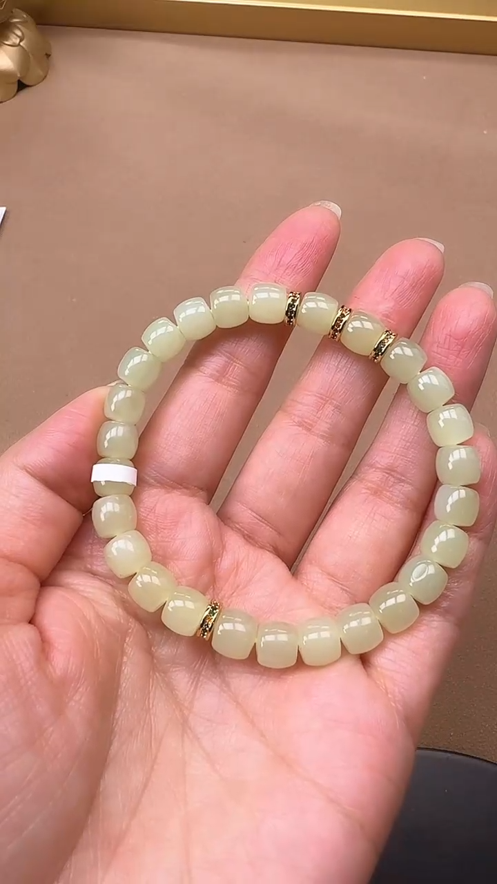 【闪购商品】和田玉手串未镶嵌1388黄口直切手串7*8