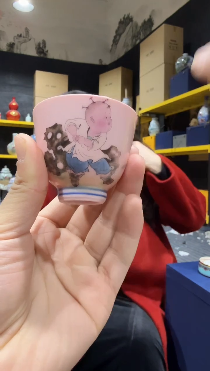 杯子陶瓷红稀白色拳击小杯+礼盒