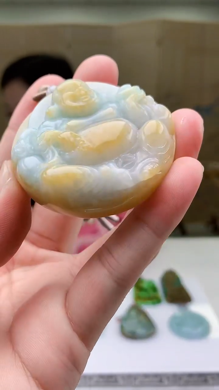 【闪购商品】定制翡翠未镶嵌4852bb-毛货挂件38