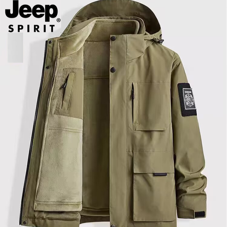 冬季新款冲锋衣户外两件套保暖工装可脱内胆多袋抓绒保暖登山外套