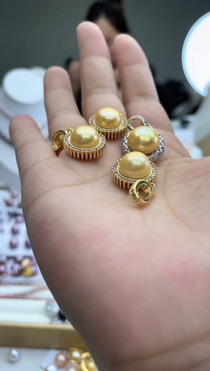 未镶嵌吊坠淡水珍珠随机12mm黄色系吊坠(多样性发一）