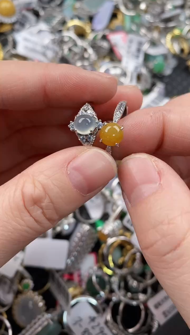 银S925镶嵌戒指翡翠222      6