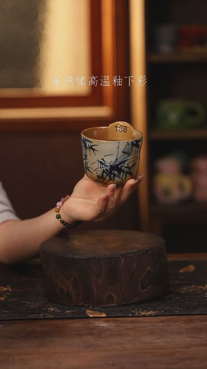 陶瓷 景德镇高温釉下手绘陶瓷@L188@