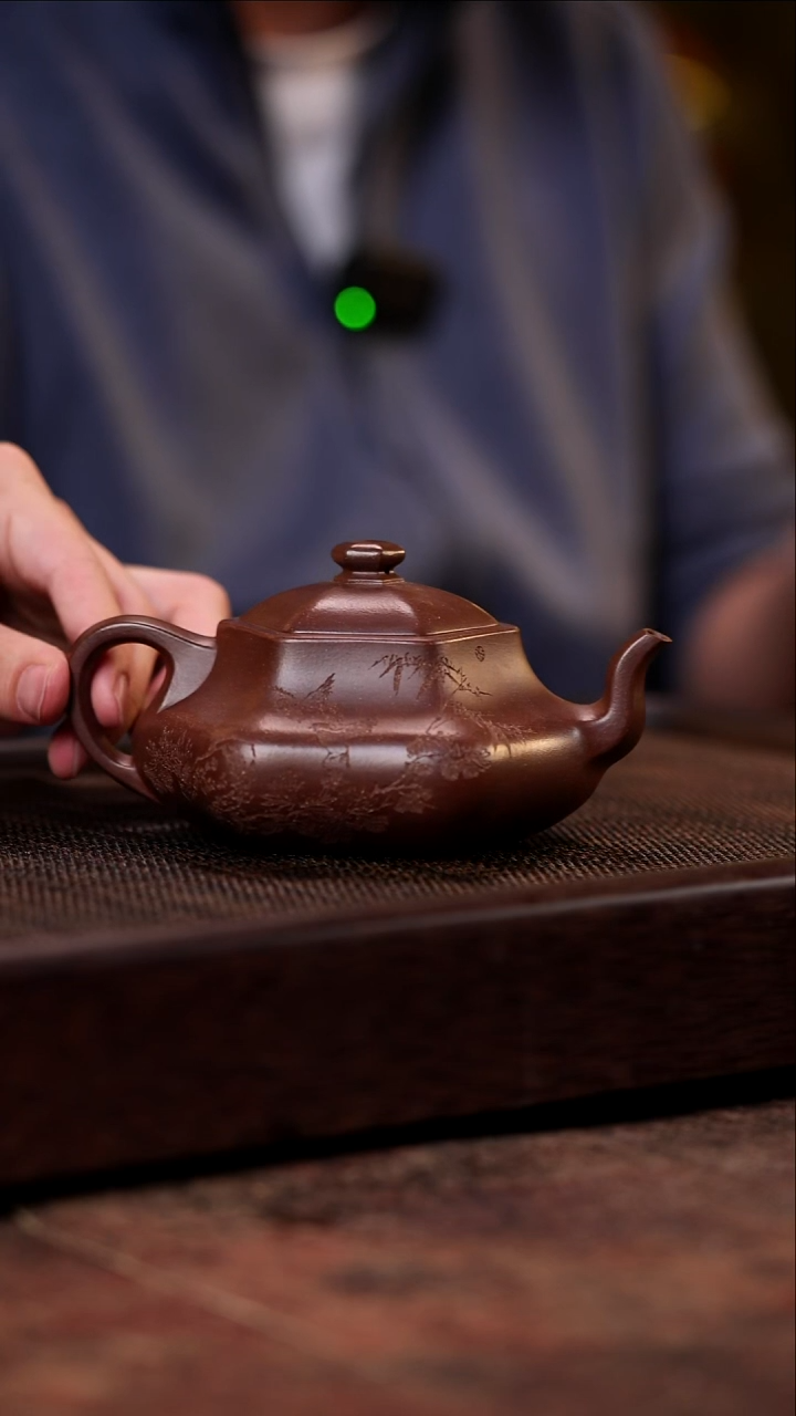 宜兴紫砂闲者六方陈宏林刻绘