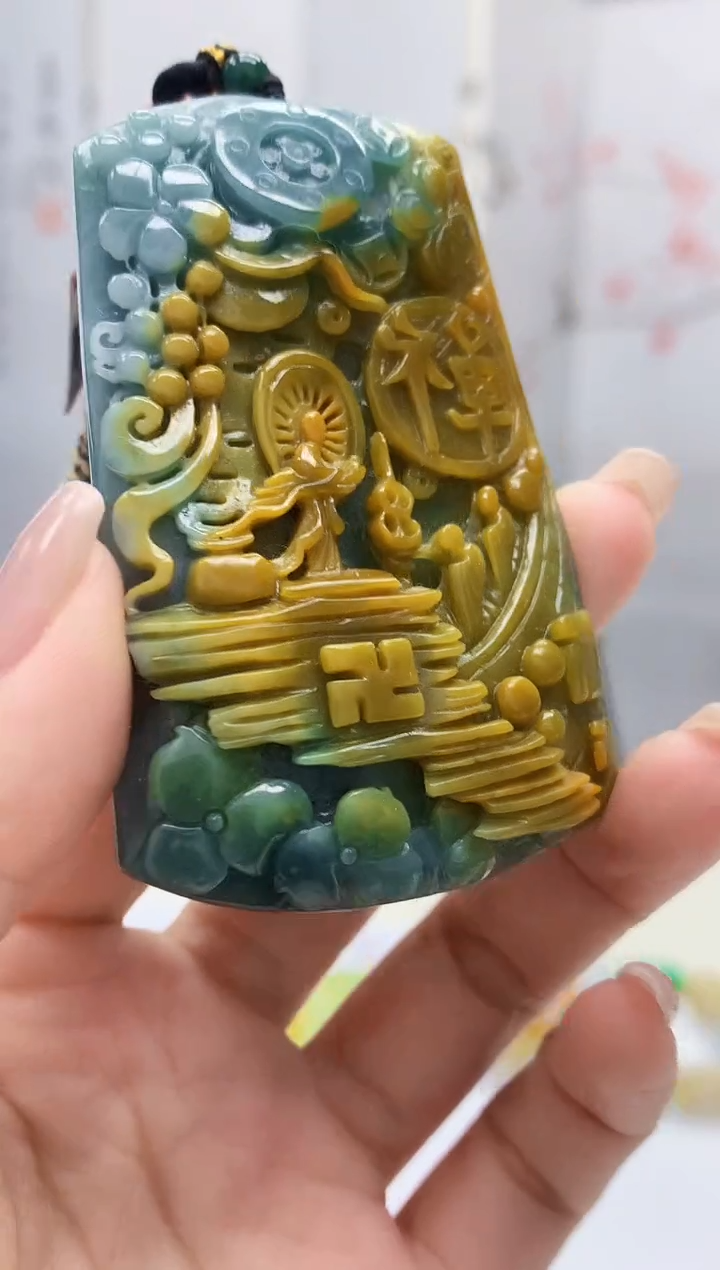 定制翡翠未镶嵌4852lr-毛货挂件赠珠链64