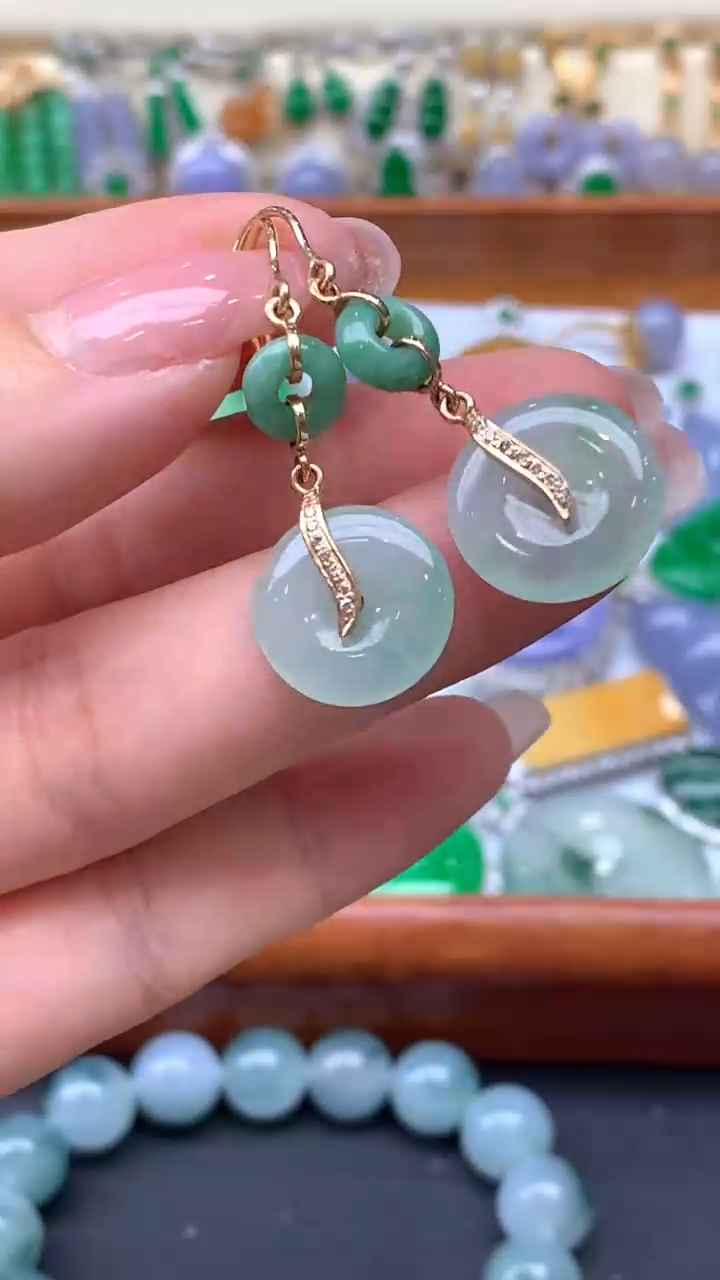 【闪购商品】翡翠耳饰18K金镶嵌122-天然翡翠