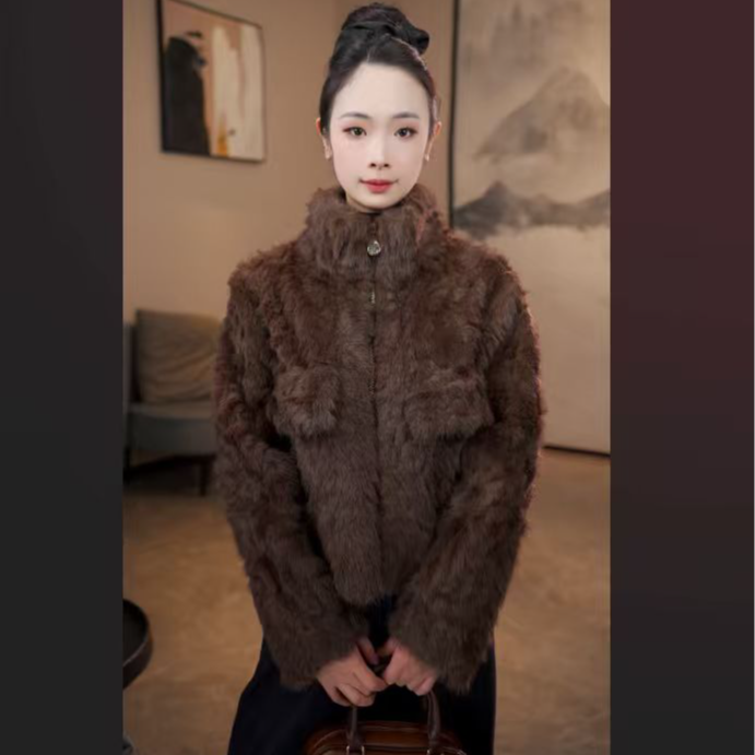 【CC】毛毛短外套冬季新款气质女装时尚轻奢百搭加厚上衣外套