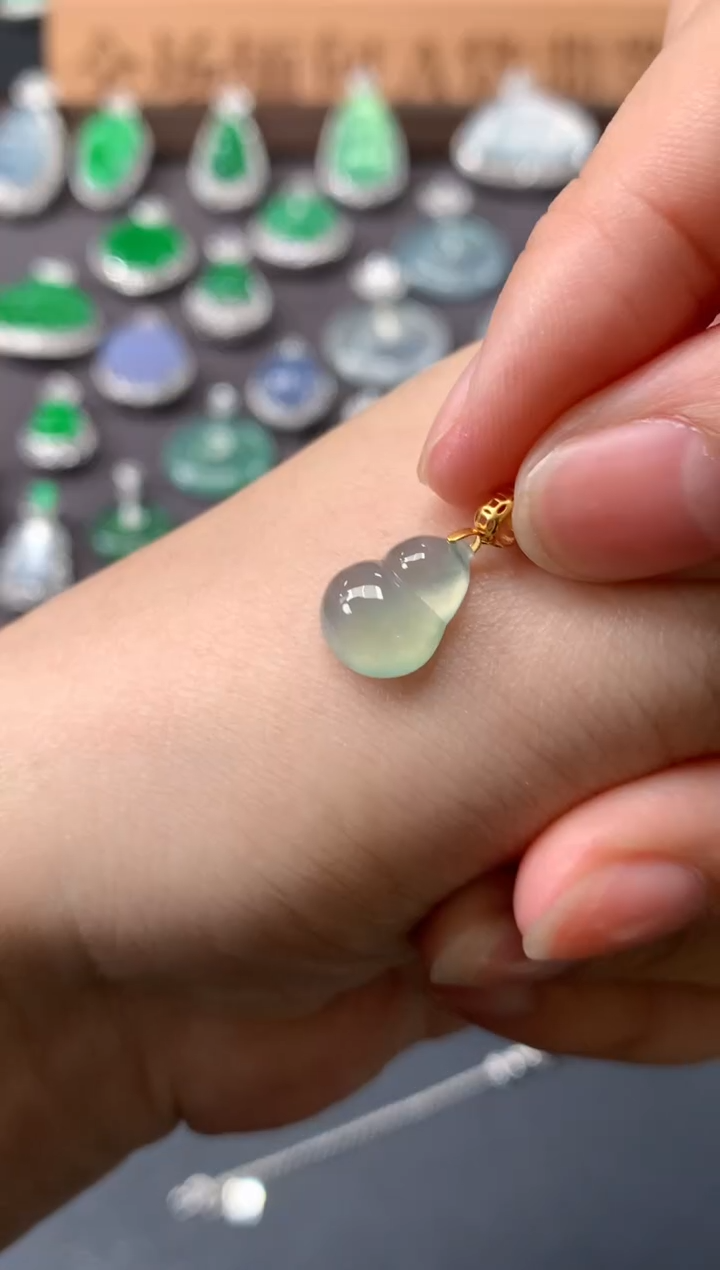 吊坠(不含链)18K金镶嵌翡翠A450|480