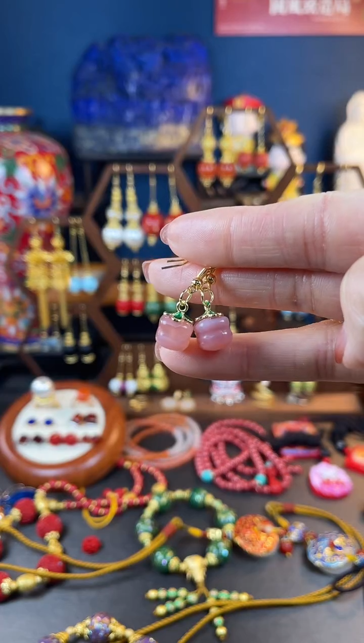 【闪购商品】玛瑙/玉髓耳坠银S925镀金镶嵌114号耳钩