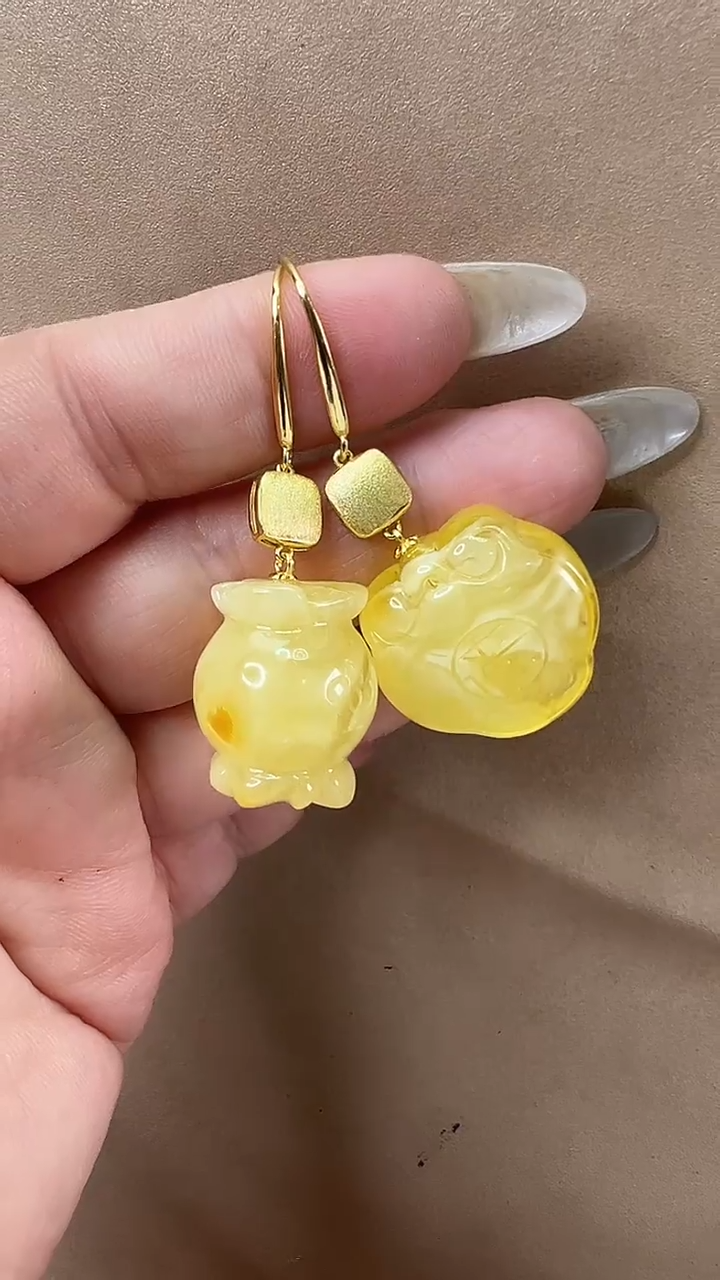 琥珀颈饰未镶嵌耳环
