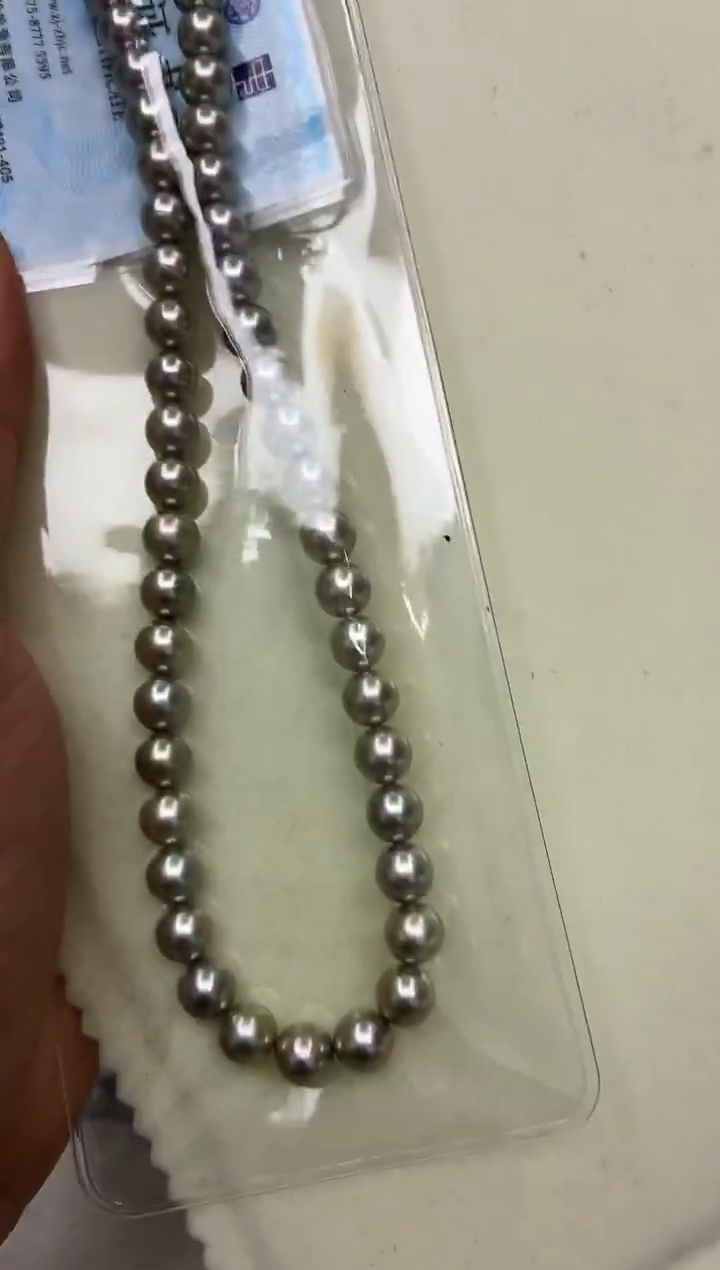 未镶嵌DA海水珍珠灰珠串链8-9 y1273