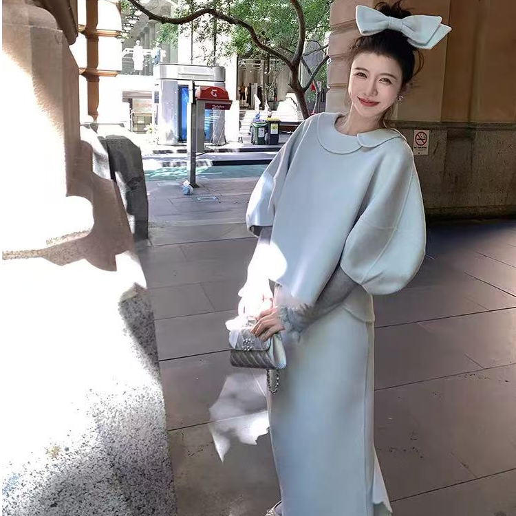渔小平【山茶花】100羊毛双面呢子红色气质上衣外套半裙套装小个子