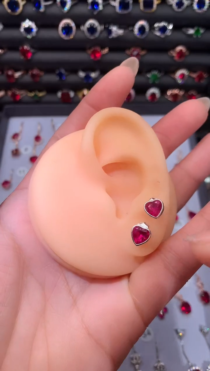 【闪购商品】红宝石耳饰银S925镶嵌1