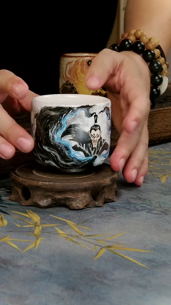 亘古茶具柴烧精品@手绘申公豹