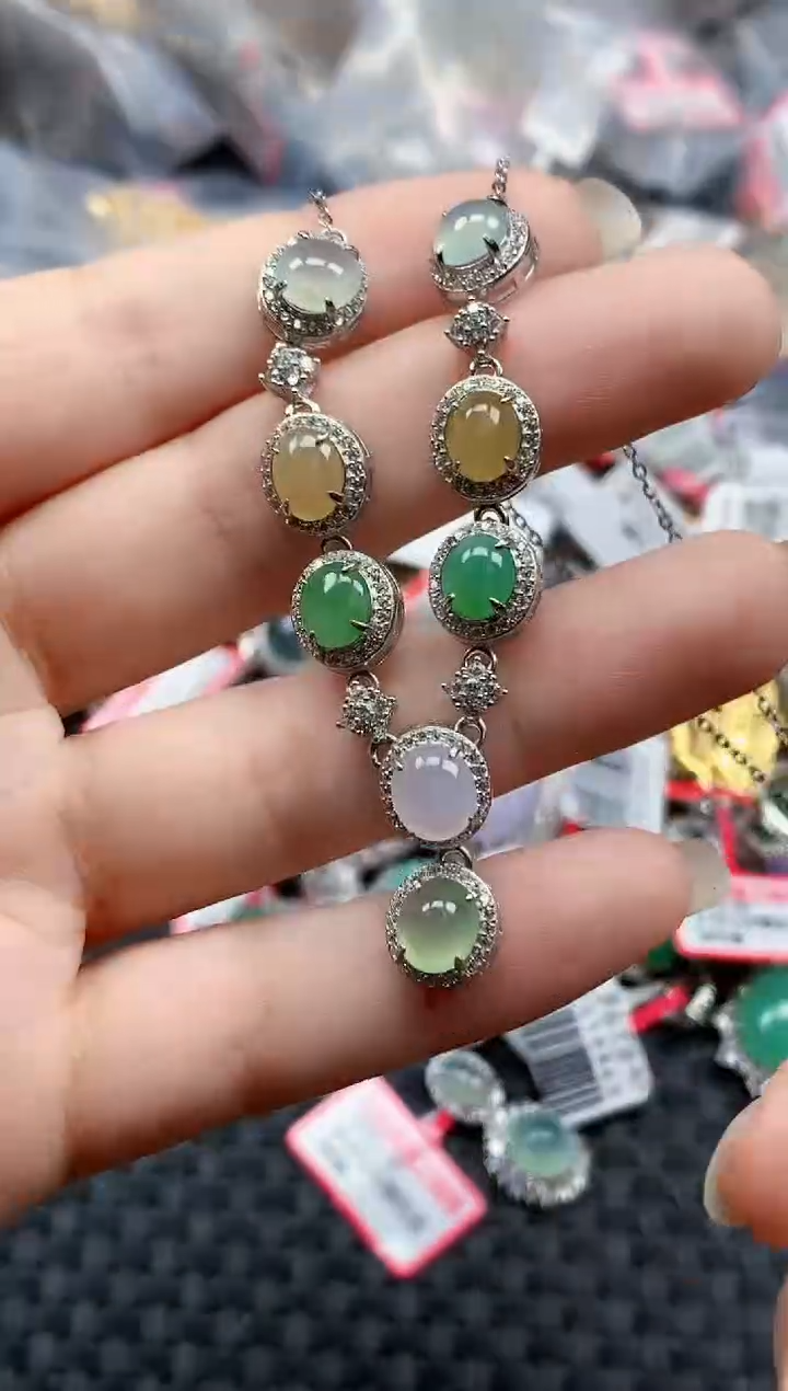 银S925镶嵌戒指翡翠天然A货缅甸翡翠