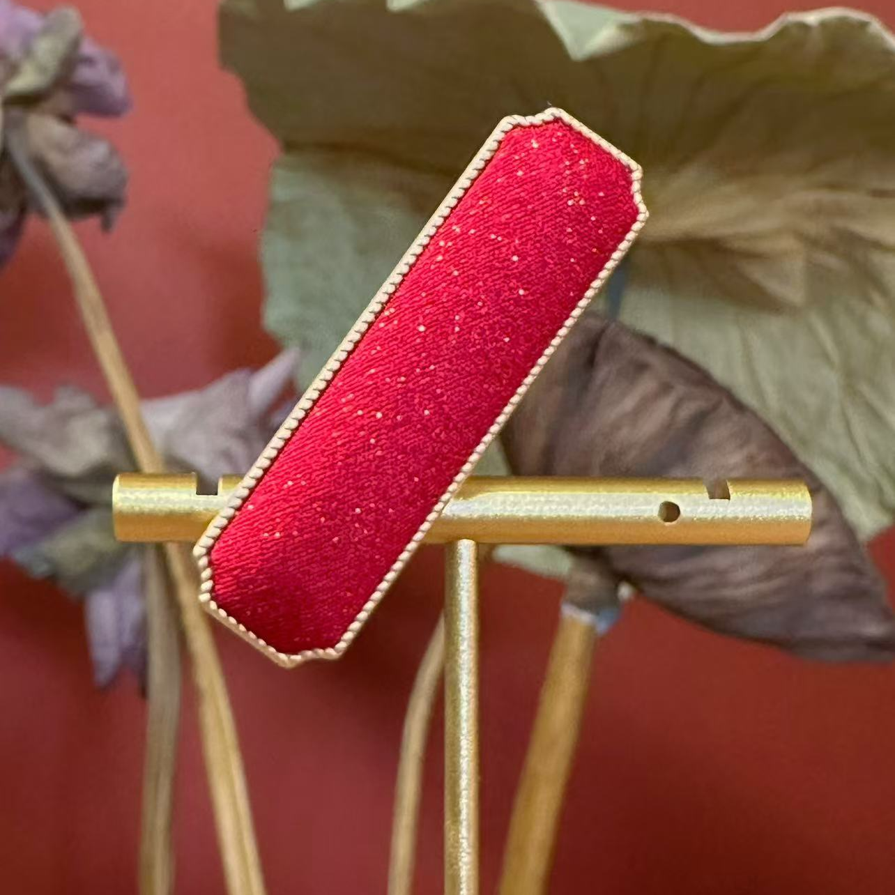 辰夏中式美学馆非遗宋锦发夹发饰正娟红色复古可爱