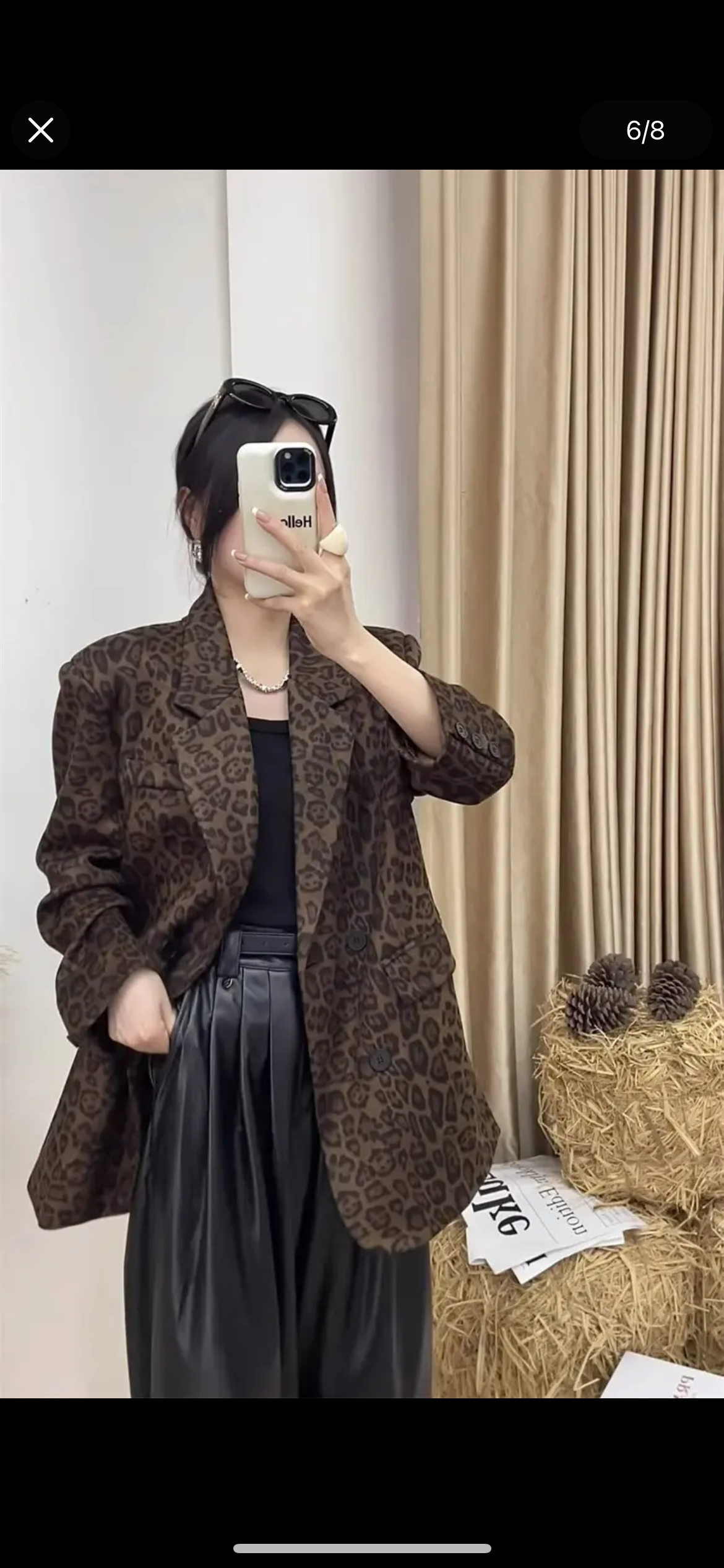 豹纹西装外套女秋冬新款宽松休闲时尚气质上衣