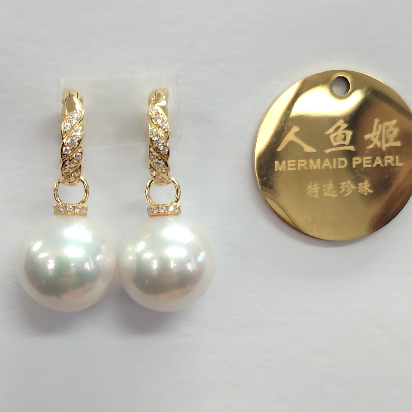 AIKJIANG/爱匠【白总】人鱼姬淡水珍珠耳饰两戴款点位13-14mm