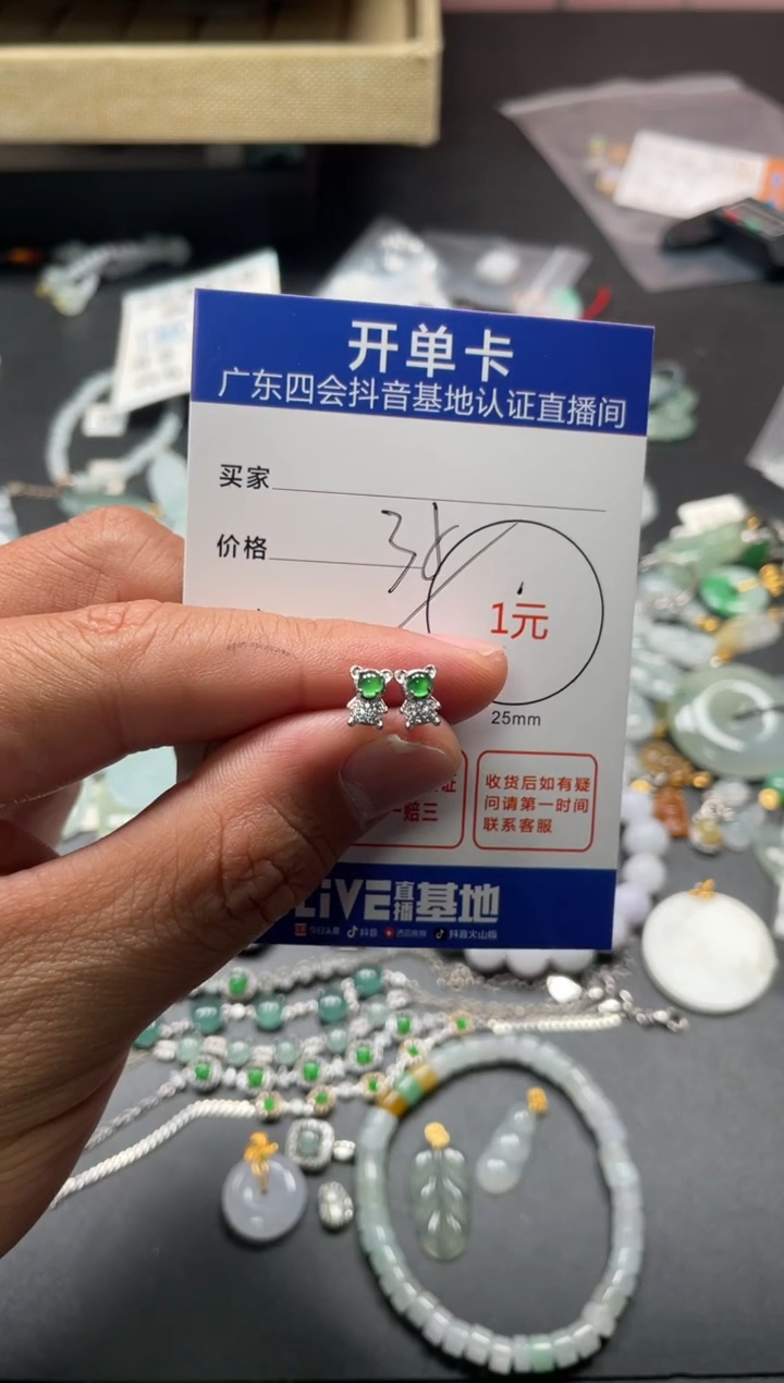 颈饰未镶嵌翡翠耳钉