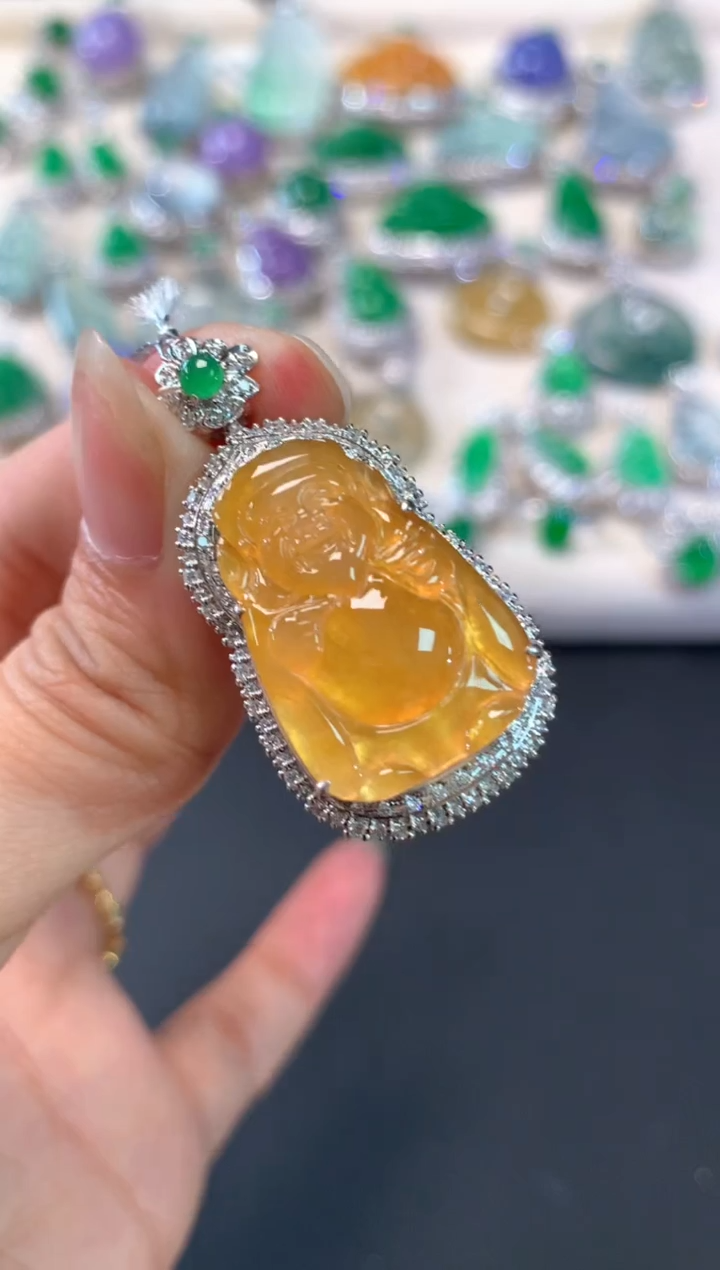 【闪购商品】翡翠吊坠(不含链)18K金镶嵌A185|16800