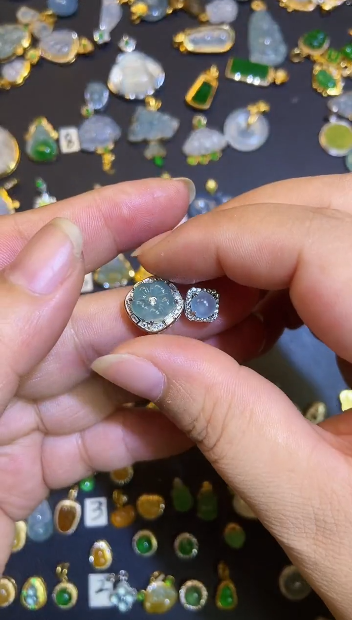 吊坠(不含链)银S925镶嵌翡翠1