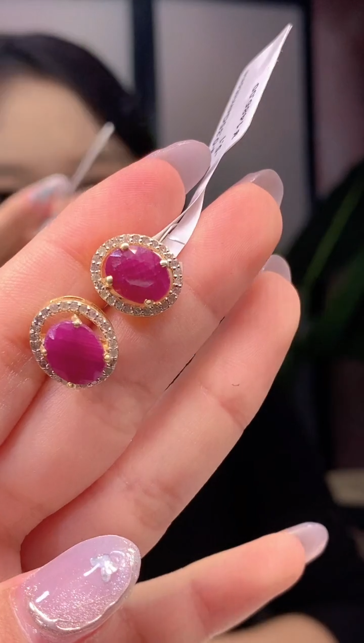 未镶嵌耳饰红宝石天然红宝石耳饰5.1ct