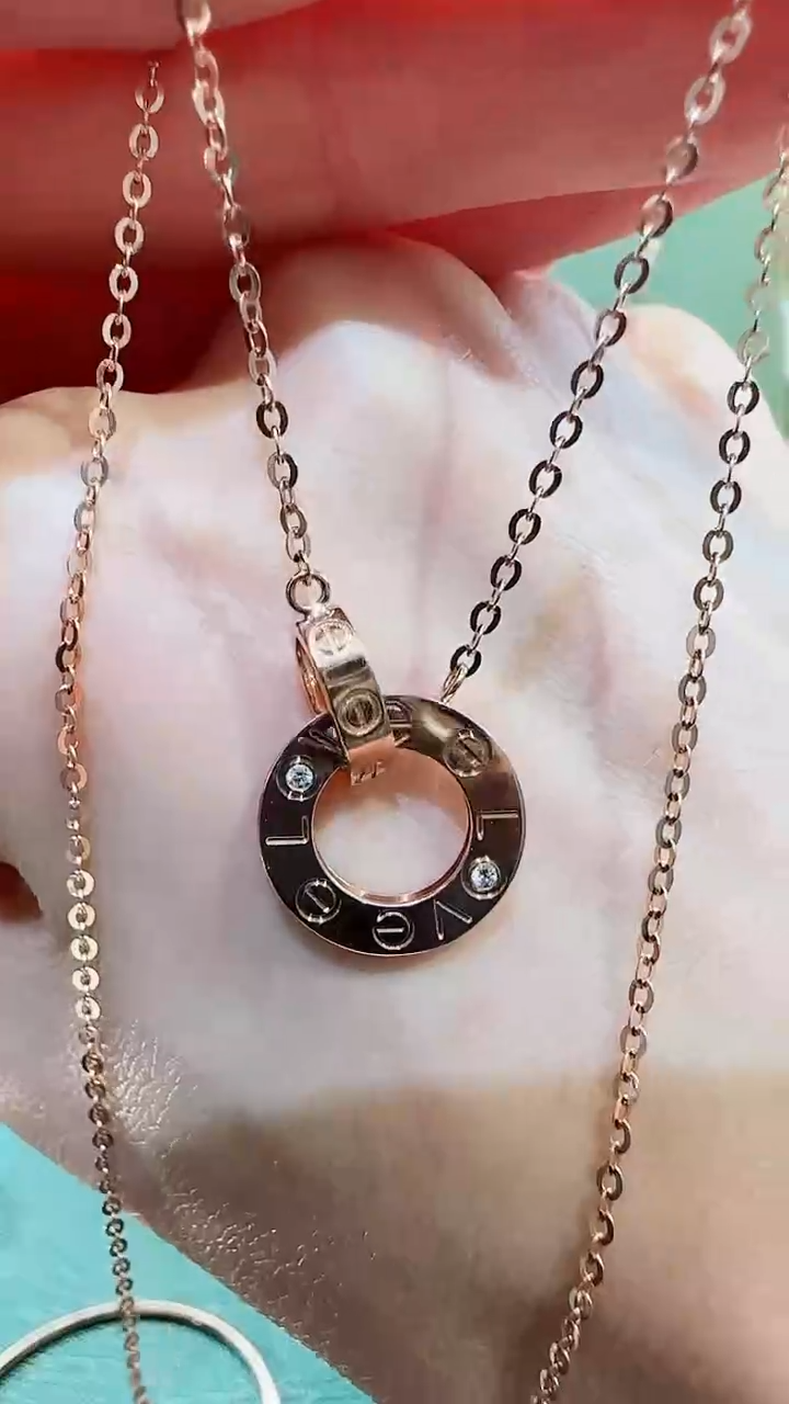 【闪购商品】钻石套链18K金镶嵌18K金钻石双环套链