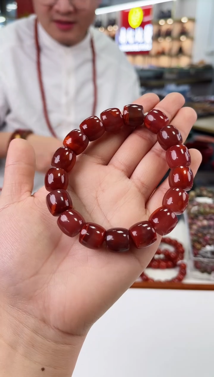 【闪购商品】南红玛瑙瓦西直切手串13+未镶嵌一个/条