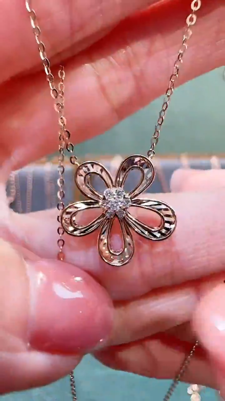 【闪购商品】钻石套链18K金镶嵌18K金钻石花花套链