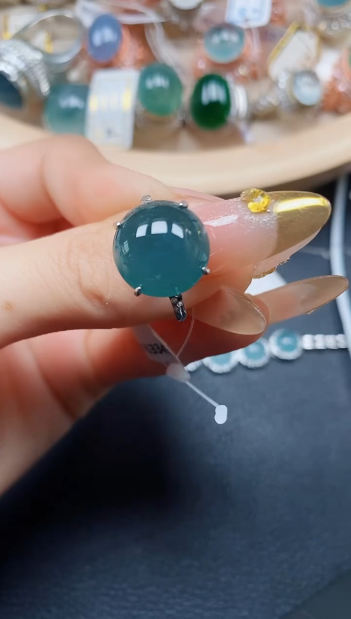 【闪购商品】翡翠戒指银S925镶嵌翡翠