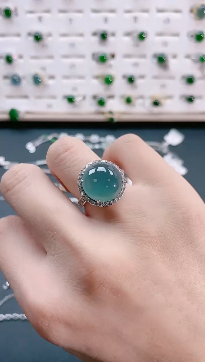 【闪购商品】翡翠戒指银S925镶嵌天然翡翠