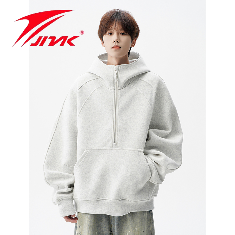 金莱克【正版】重磅480g正肩连帽卫衣男冬季美式vibe风半拉链上衣潮
