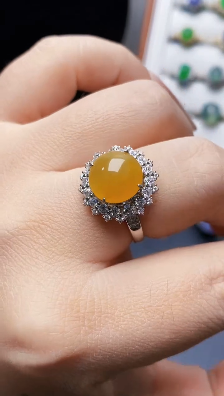 银S925镶嵌戒指翡翠畅*2095